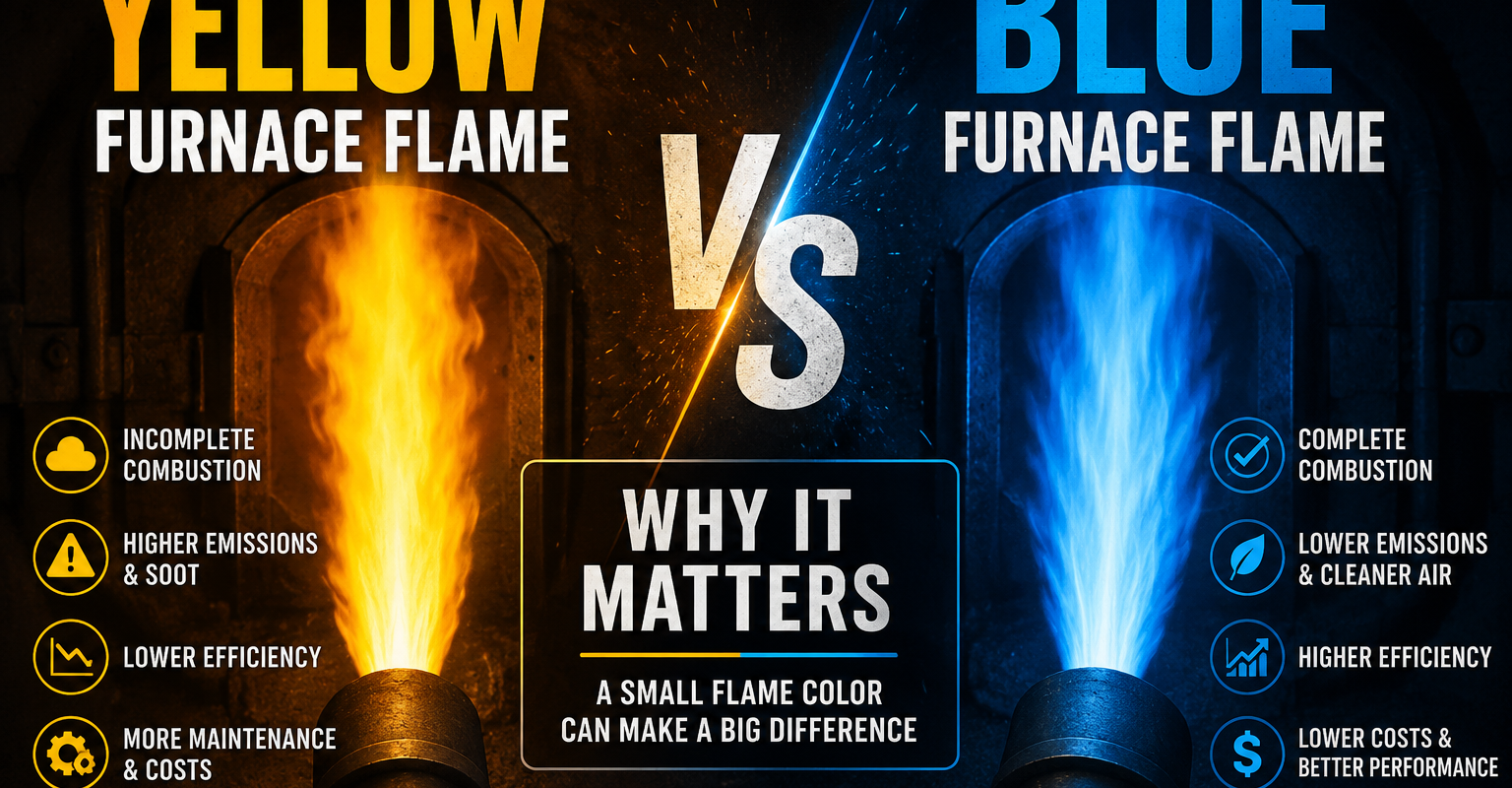 Yellow vs Blue Furnace Flame